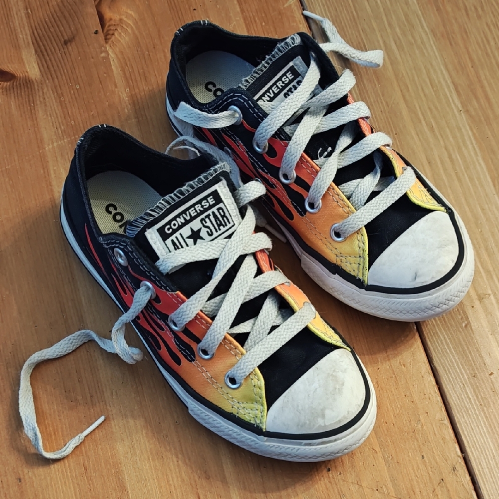 Converse Kids' Black and Yellow-Orange Sneakers